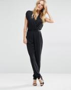 Y.a.s Macy Jumpsuit With Wrap Front - Black