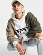 Good For Nothing Oversized Spliced Hoodie In Gray And White With Mixed Logo Print-multi
