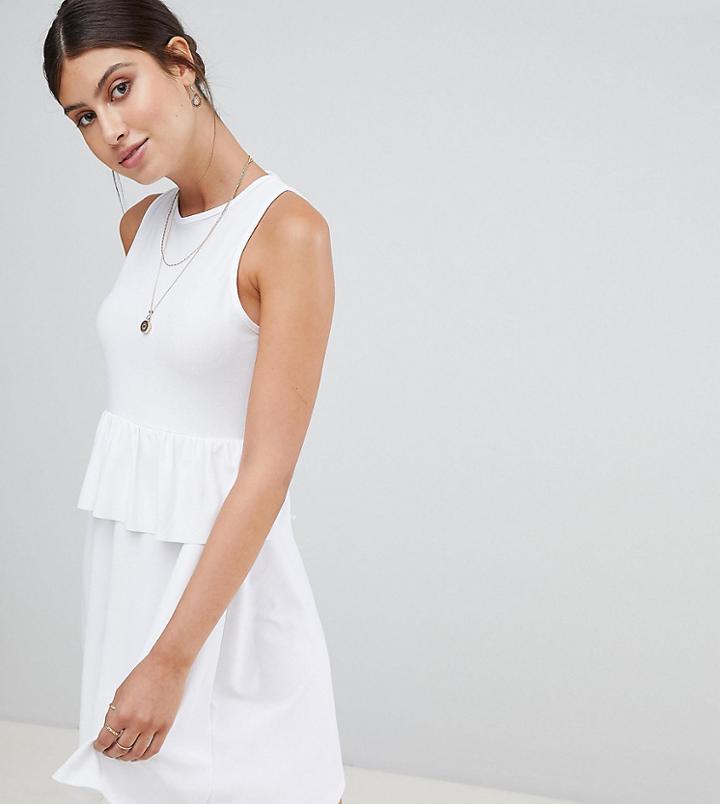 Boohoo Peplum Waist Open Back Dress - White