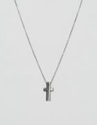 Asos Cross Pendant Necklace In Mixed Metals - Silver