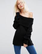 Asos Sweater With Off Shoulder Detail - Black