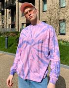 Asos Design Oversized Long Sleeve T-shirt In Purple And Pink Tie Dye-multi
