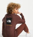 The North Face Redbox Long Sleeve T-shirt In Brown Exclusive To Asos