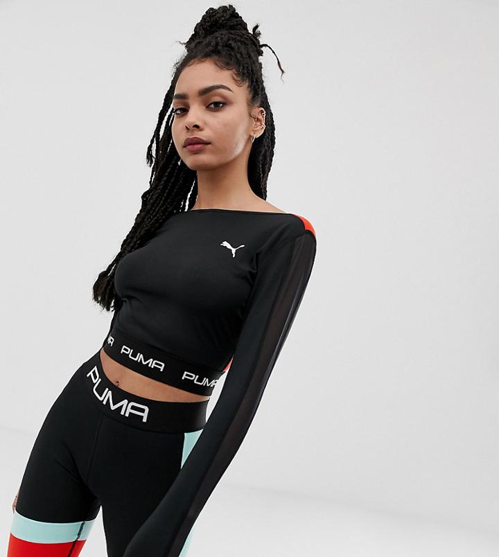 Puma Exclusive To Asos Back Detail Long Sleeve Crop Top - Black