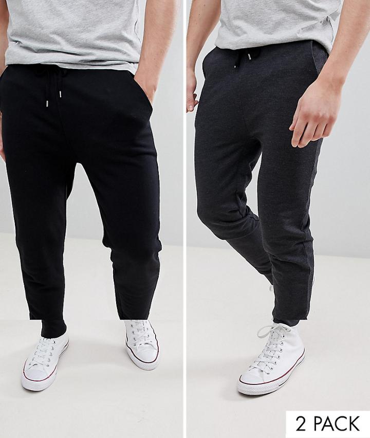 Asos Design Skinny Sweatpants 2 Pack Black/charcoal-multi