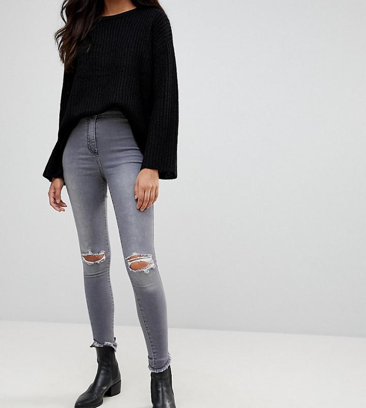Parisian Tall Ripped Knee Jeans - Gray
