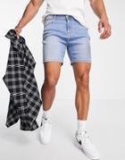 Dtt Slim Fit Denim Shorts In Light Blue