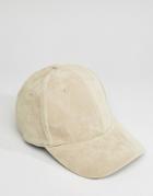 New Look Faux Suede Cap In Stone - Stone