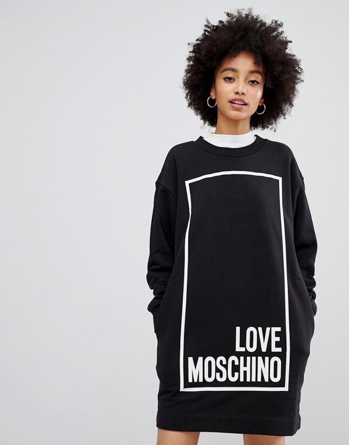 Love Moschino Classic Logo Sweat Dress - Black