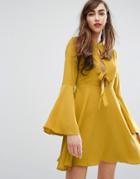 E.f.l.a Tie Front Swing Dress - Yellow