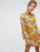 Qed London Floral Smock Dress - Yellow