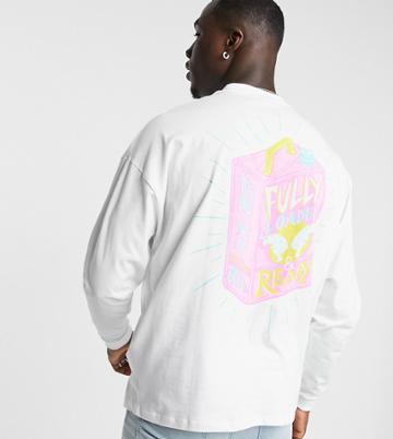 Asos Design Tall Oversized Long Sleeve T-shirt In White With Front And Back Soapbox Print