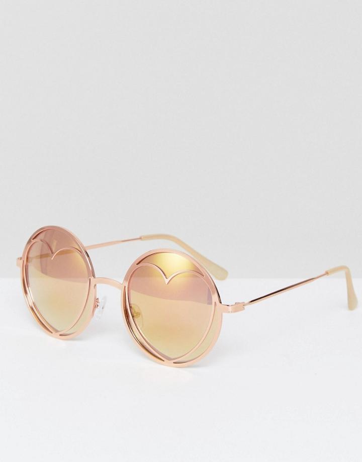 Missguided Rainbow Heart Sunglasses - Gold