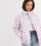 Daisy Street Padded Jacket In Astrology Print-purple