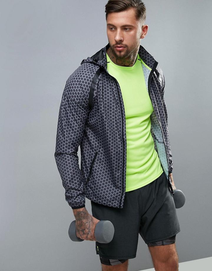 New Look Sport Hooded Jacket With Print In Black - Black