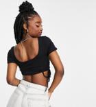 Missguided Basics Crop Top With Ruched Side In Black