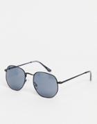 Selected Homme Round Angled Sunglasses In Black