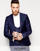 Noose & Monkey Suit Jacket With Shawl Lapel In Skinny Fit - Navy