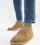 Asos Design Wide Fit Desert Boots In Stone Suede