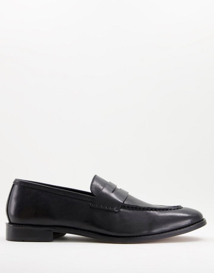 Asos Design Black Leather Penny Loafer