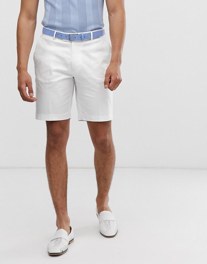 Asos Design Slim Mid Shorts In White Cotton - White
