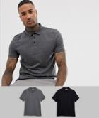 Asos Design 2 Pack Jersey Polo Save-gray