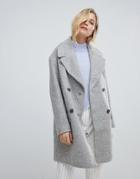 Oasis Double Breasted Tailored Coat In Gray - Gray