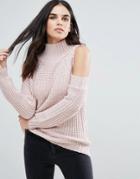 Love & Other Things Cold Shoulder Sweater - Pink