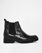 Dune Pallano Leather Pointed Chelsea Boot With Cleated Sole - Black