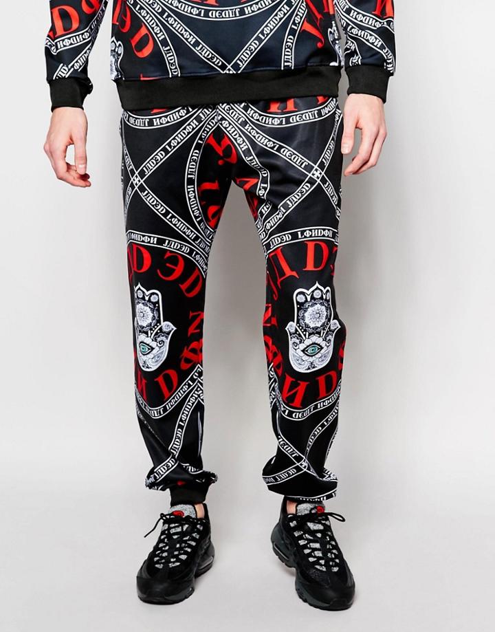 Jaded London Red Evil Eye Joggers - Black
