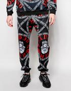 Jaded London Red Evil Eye Joggers - Black