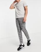 Topman Skinny Sweatpant Shadow Checked Pants In Navy