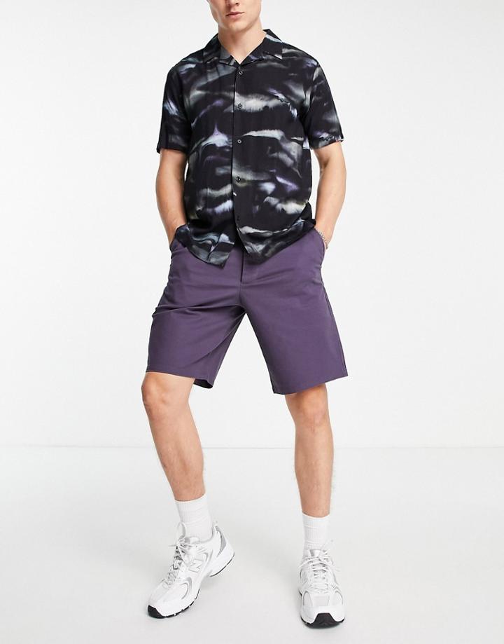 Asos Design Relaxed Skater Chino Shorts In Washed Navy