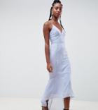 Asos Design Tall Cami Midi Dress With Lace Insert-blue