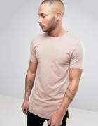 Asos Super Longline Muscle T-shirt With Curved Step Hem In Beige - Beige
