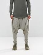 Asos Extreme Drop Crotch Joggers In Lightweight Fabric In Light Gray - Elephant Skin