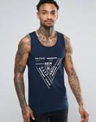 Asos Muscle Tank With New York Print - Navy