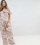 Glamorous Bloom Jumpsuit With Ruffle Layer In Floral-pink