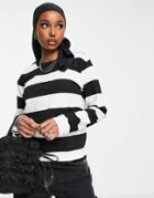 Asos Design Boxy T-shirt In White & Black Stripe-multi
