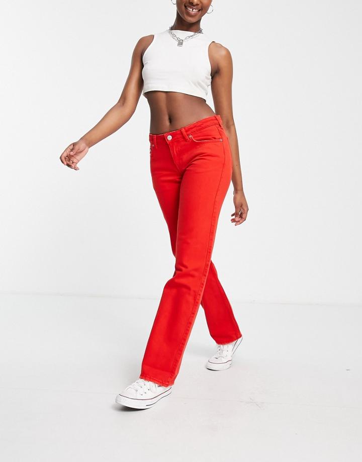 Weekday Cotton Arrow Low Rise Jeans In Red - Red