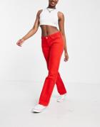 Weekday Cotton Arrow Low Rise Jeans In Red - Red