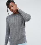 Farah Ludwig Twisted Yarn Cable Knit Sweater In Black Fleck - Black