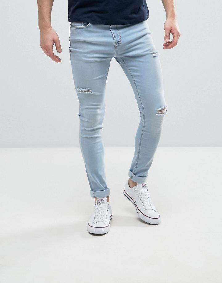 Hoxton Denim Super Skinny Ice Wash Jeans - Blue
