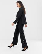 Unique21 Wide Leg Pants With Button Detail - Black