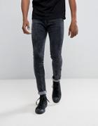 Liquor & Poker Gray Acid Wash Skinny Jeans - Gray