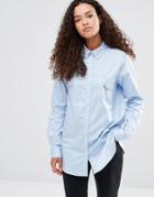 Ymc Embroidery Detail Shirt - Lt Blue