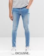 Brooklyn Supply Co Light Washed Distressed Denim Dyker Jeans With Raw Hem In Super Skinny Fit - Light Wash