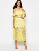 Foxiedox Quinn Lace Overlay Dress - Chartreuse