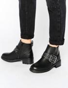 New Look Leather Look Buckle Strap Boot - Black