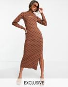 Reclaimed Vintage Inspired Knit Sweater Dress In Monogram Print-multi